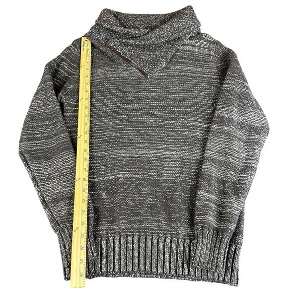 Outpost Makers Sweater Men Sz M Asphalt Gray Asymmetric Quarter Zip Striped Knit - Picture 11 of 11